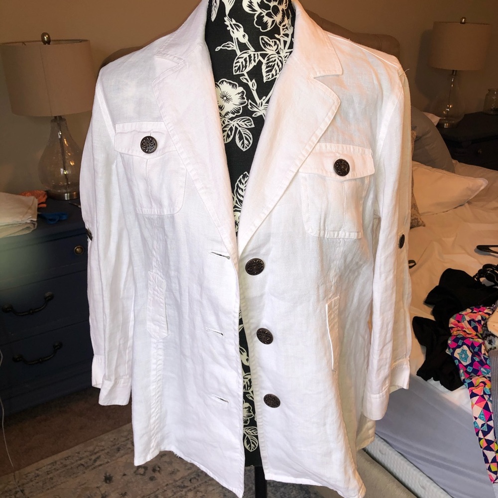 SAKS 5TH AVE LINEN BLEND JACKET